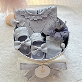 INS婴儿礼盒新生儿女宝宝衣服套装 百天连衣裙女孩见面礼物春秋