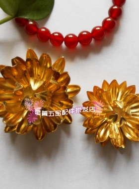 黄铜大花朵宫装立体花发簪材料
