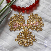 黄铜打底大花片 46mm三瓣花金属装 饰片手工diy饰品头面发饰配件