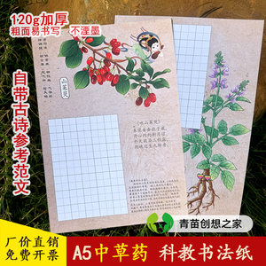 A5田字格书法创作学生比赛专用书写纸中国风中草药硬笔书法作品纸