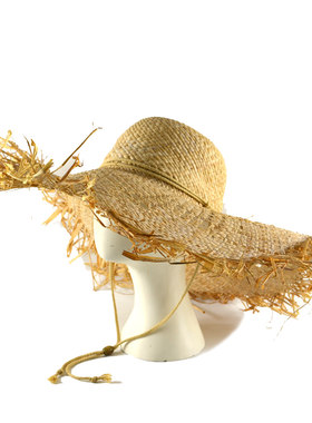barts raffia straw hat夏天女海边度假大檐镂空帽子天然拉菲草帽