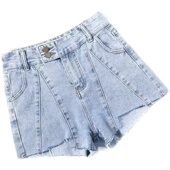 女夏2024新款 显瘦韩版 a字高腰学生百搭chic工装 牛仔短裤 阔腿热裤