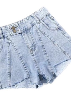 牛仔短裤女夏2024新款显瘦韩版a字高腰学生百搭chic工装阔腿热裤