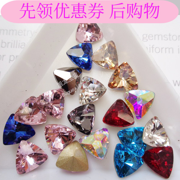 网红水晶尖底钻三角形美甲