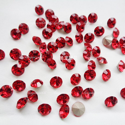 新款捷克尖底钻大红色美甲水钻