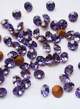 正版捷克尖底钻荷花紫色 深紫罗兰 补钻散钻水晶玻璃贴钻 金色底