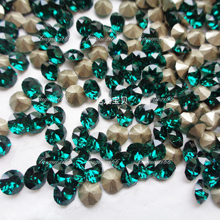 奥地利尖底深绿色205 祖母绿新娘甲片钻立体钻圆形水钻美甲镶钻
