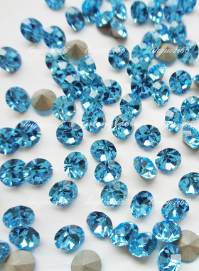 尖底捷克湖蓝色 光疗美甲钻 DIY饰品补钻 散钻补钻专用镶钻银色底