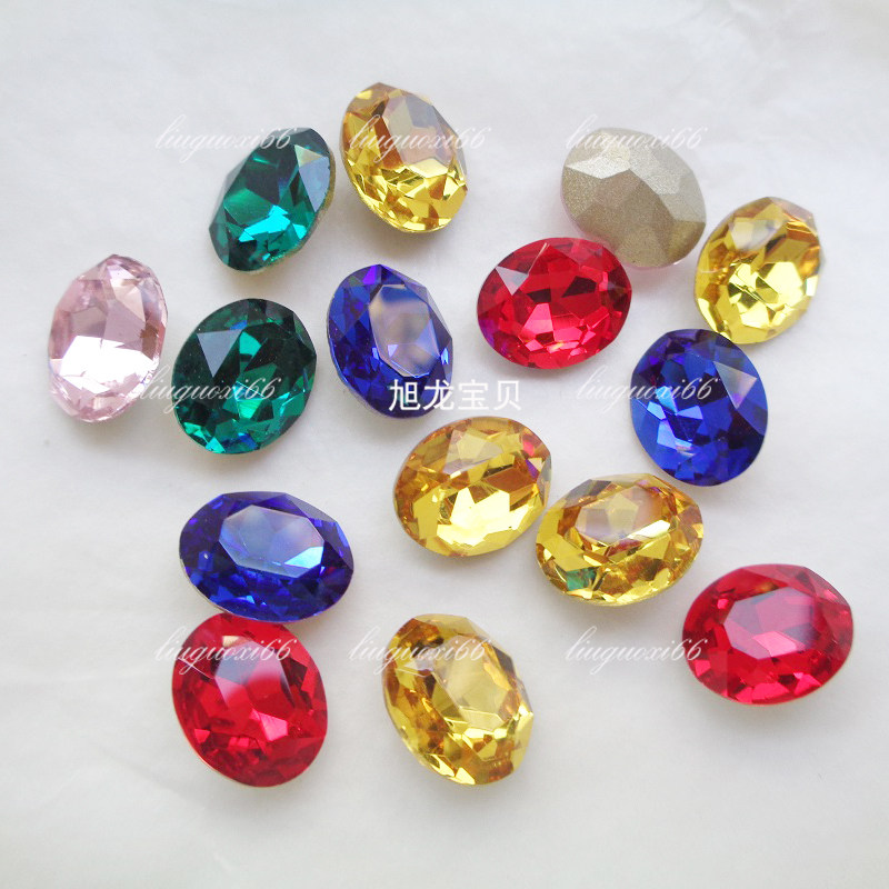 特精尖底椭圆款约10*8MM DIY饰品配件新娘甲片镶嵌光疗水钻异形钻