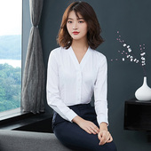 南航空姐制服白衬衫 职业装 V领长袖 新款 衬衣女空乘面试服装 工作服