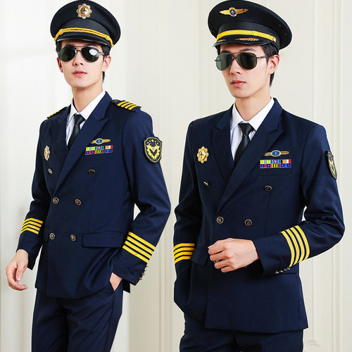 西装修身蓝色光航工作服