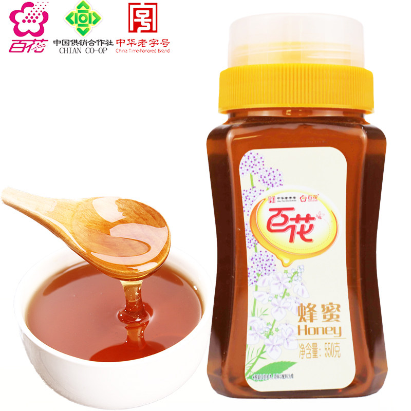 官方百花牌蜂蜜550克荆花怀香纯正天然回流瓶野生 中华老字号
