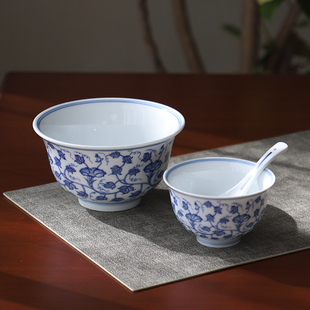 青花瓷陶瓷碗餐具景德镇高温瓷家用中式传统牵牛花纹碗碟组合
