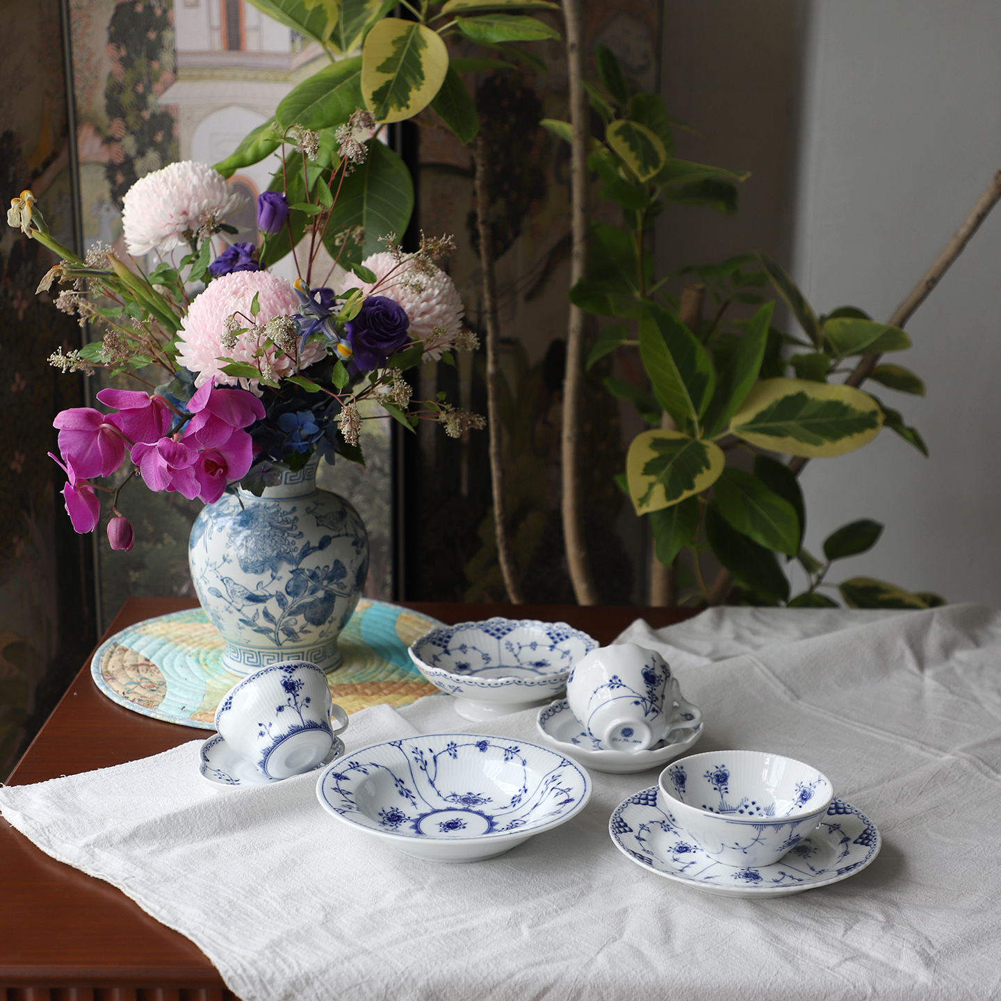 景德镇青花缠枝纹碗咖啡杯家用