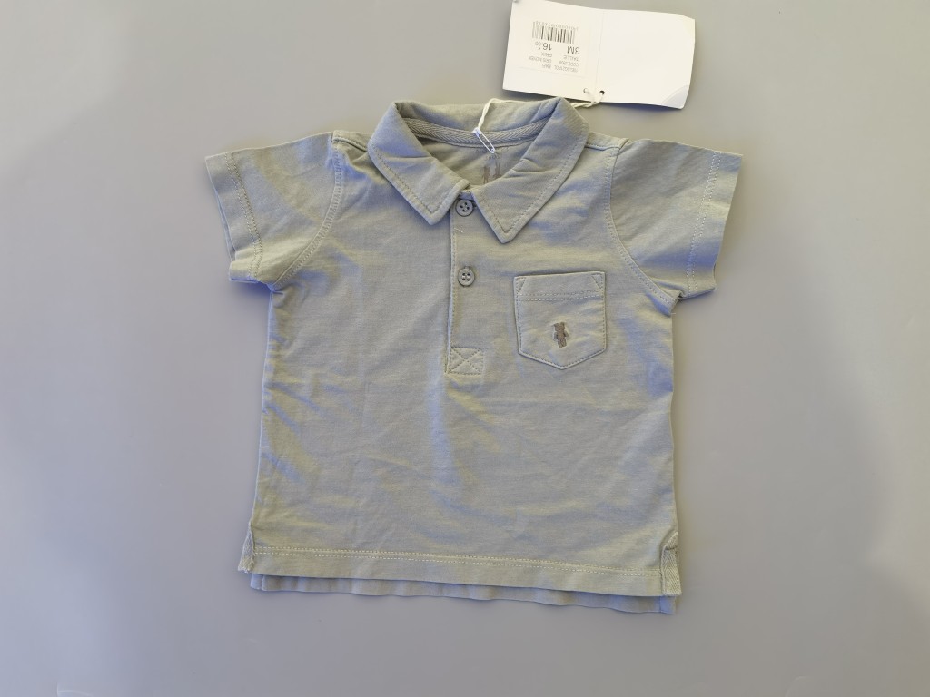 清货 瑕疵法国夏季新品男童纯棉青灰色翻领短袖t恤polo衫婴儿T恤