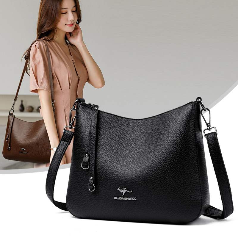 头层牛皮单肩斜挎包女包软真皮中年妈妈包手提包2026新款欧美时尚