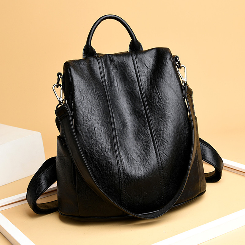 欧美时尚牛皮双肩包女包真皮防盗复古背包大容量旅行包2026新款潮