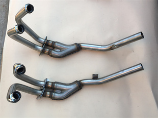 适用350CC大地鹰王摩托车双缸排气管前段二合一 小忍者改装消声器