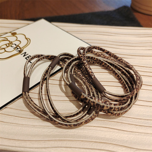 豹纹双股高弹力基础橡皮筋头绳韩国超柔不伤发发圈扎马尾丸子头