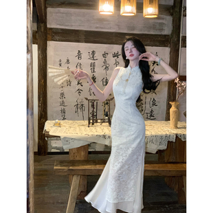 Sun雅乔【浮华三千】新中式国风蕾丝拼接旗袍裙