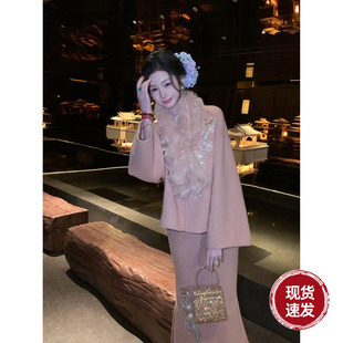 国风羊毛呢大衣外套半身裙两件套 秋冬新中式 Sun雅乔 有香如故