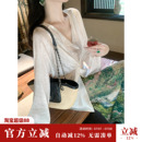 Sun雅乔【山长水阔】夏衬衫长袖交叉扭结高级肌理感醋酸薄上衣女
