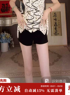 Sun雅乔 夏季新款女装热裤性感名媛辣妹高腰女团裤黑色直筒短裤