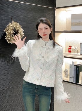 Sun雅乔【七彩琉璃】2025春冬新款菱格棉服新中式格子短外套女