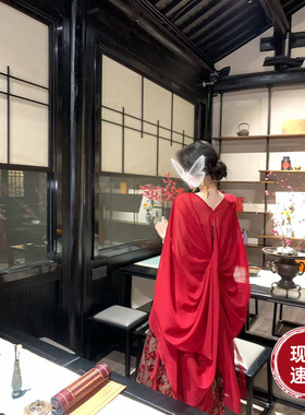 Sun雅乔【昭如愿】春夏长款宽松遮肉红色雪纺外披
