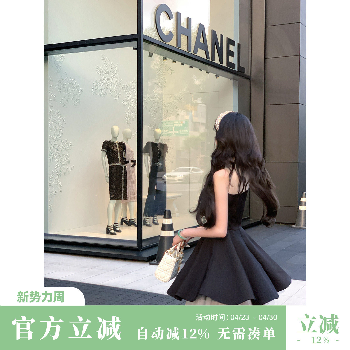 Sun雅乔【贵奢千金】夏季贵族高腰显瘦短款背心连衣裙蓬蓬小黑裙