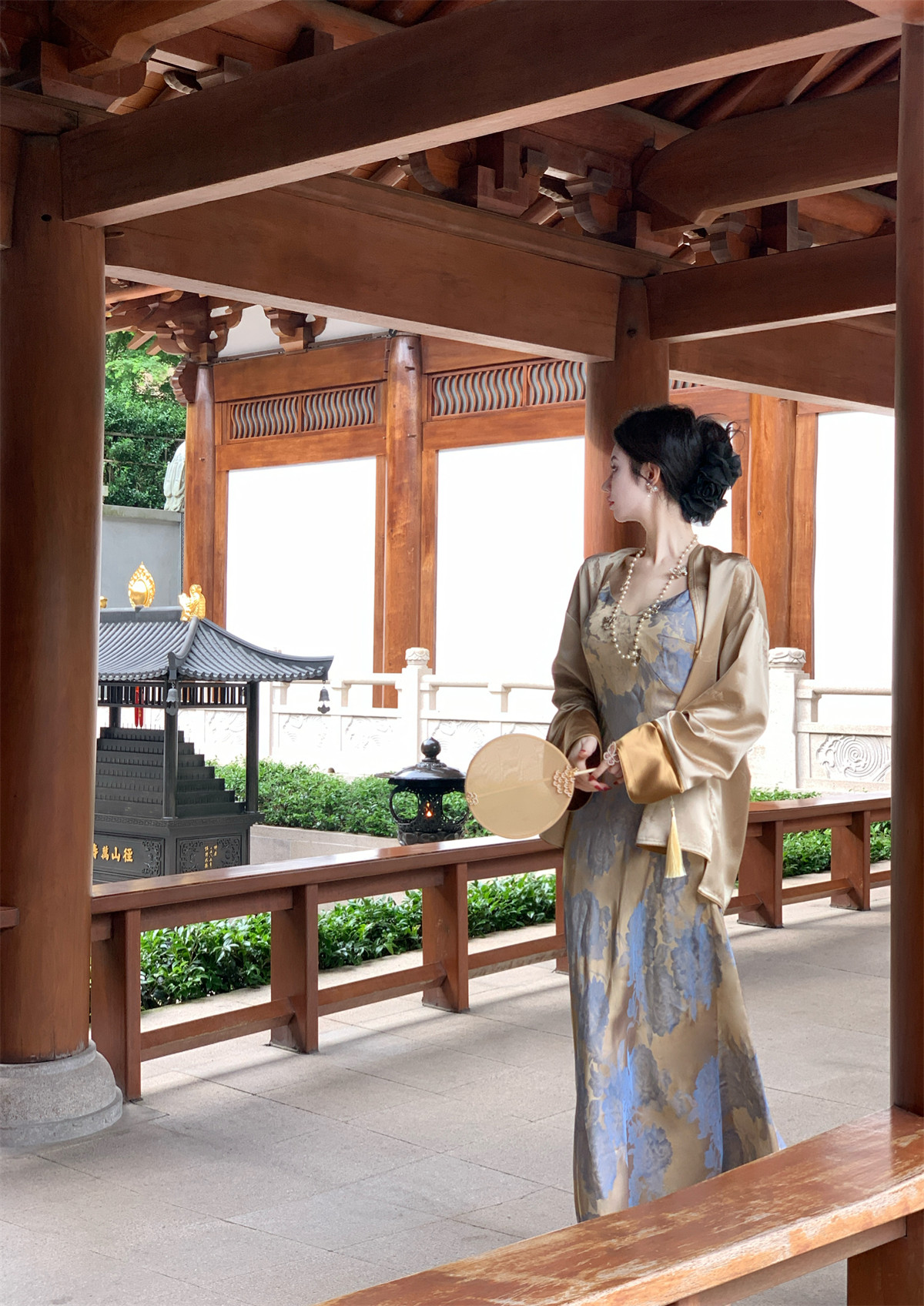 SUN YAQIAO [JINHUA GARDEN] EARLY AUTUMN NEW NEW CHINESE STYLE COMPOUND SAND GOLD DARK PATTERN NATIONAL STYLE LOOSE COAT