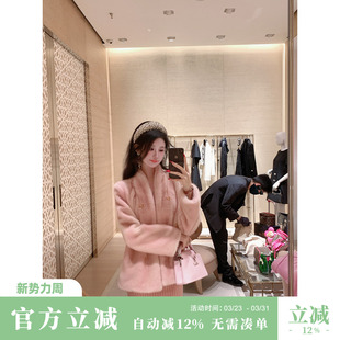 网红仿皮草棉袄贵妇粉色环保毛外套 2025冬装 Sun雅乔 柔雾桃桃