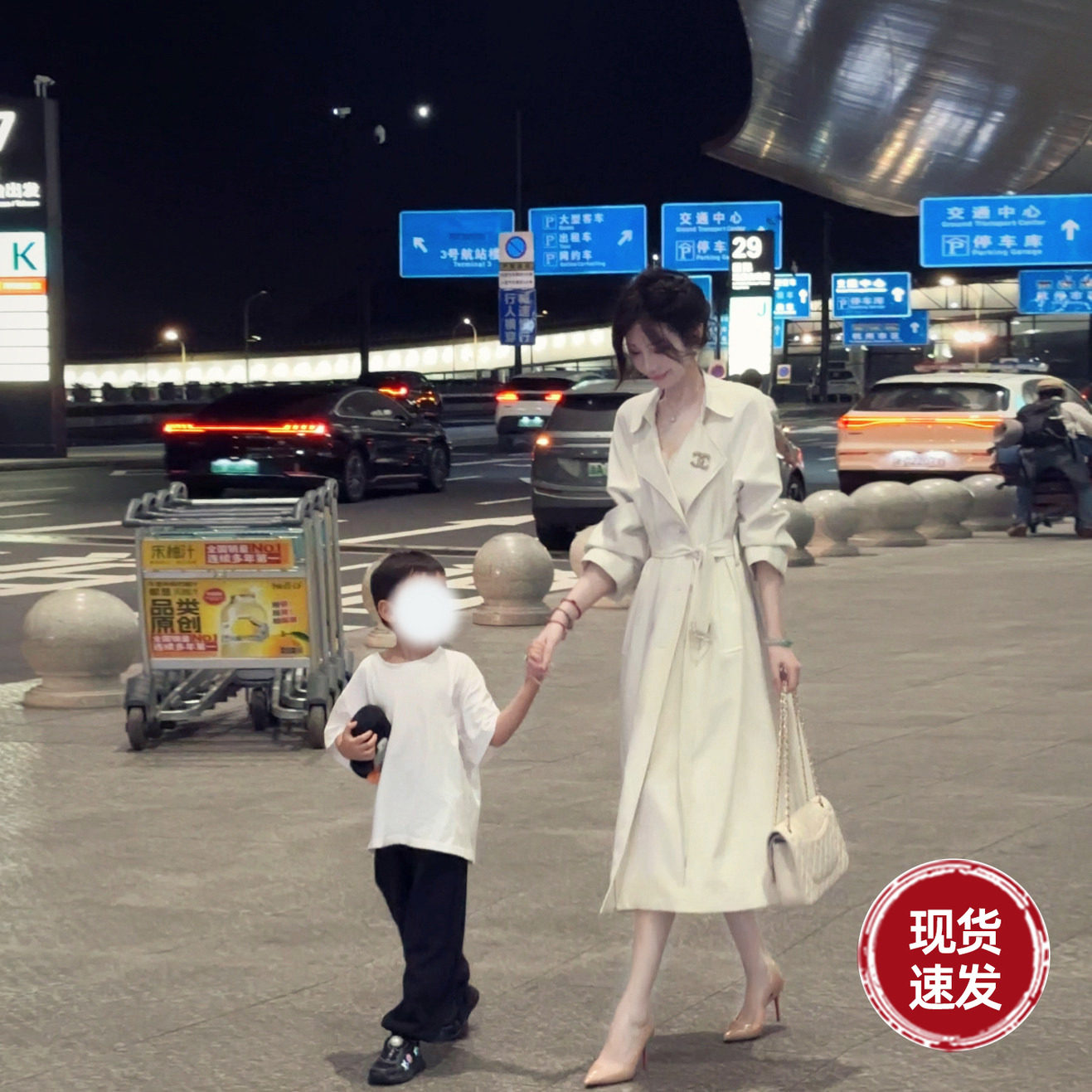 雅乔【匆匆那年】早秋装双排扣宽松长袖时尚中长款白色风衣外套女