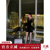 黑色蕾丝拼接长袖 Sun雅乔 打底连衣短裙 女装 薄款 夜色撩人 秋季