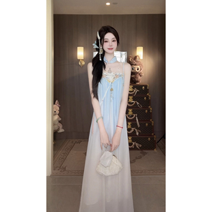 A字裙宽松新中式 夏季 国风渐变雪纺吊带连衣裙 慕卿辞 Sun雅乔