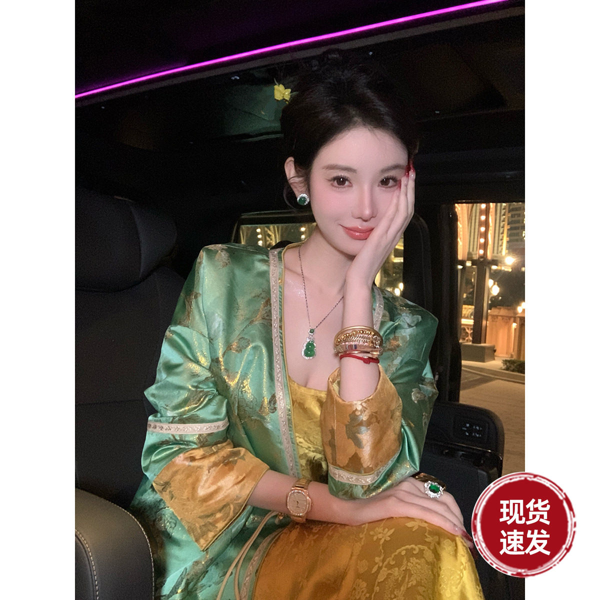 Sun雅乔【迎春】春装新款含醋酸重工短外套新中式国风长袖上衣女