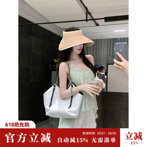 Sun雅乔【风与夏】夏季百搭简约白色重工蕾丝刺绣花边亚麻短裤女