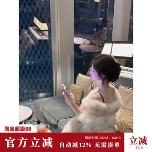 雅乔【九尾狐】高级saga皮草进口斑点貉子毛拼狐狸毛贵妇斗篷外套