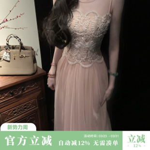 清冷少女花边网纱拼收腰无袖 春夏新款 连衣裙 温柔难掩 Sun雅乔