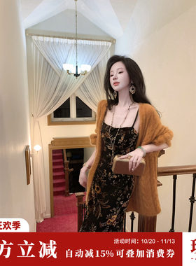 雅乔 秋冬新款慵懒麻花针织外套宽松软糯保暖百搭毛衣中长开衫女