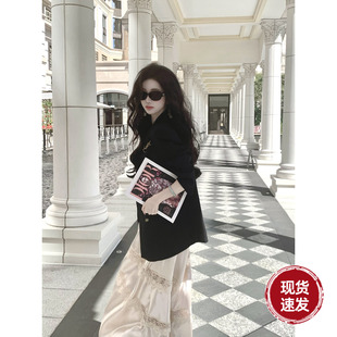 复古双排扣黑色西装 外套女宽松 律政佳人 Sun雅乔