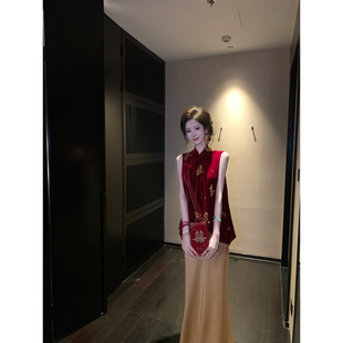 Sun雅乔【红昭岁】春装新款重工新中式国风丝绒刺绣马甲外套女