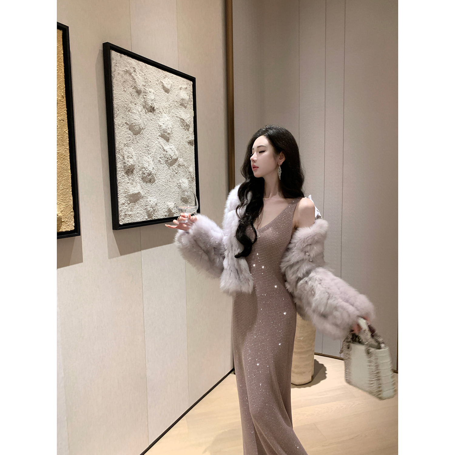 Sun雅乔【挪威极光】冬装贵妇毛毛进口狐狸毛皮草外套女高级优雅