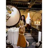 高档重工珠片刺绣丝绒马甲外套半身裙女 秋冬新款 雅乔 璀璨华光