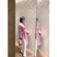 雅乔 双排扣大衣女 羊毛呢外套粉紫色中长款 雪国贵人 2025新款