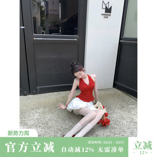 甜美风少女蕾丝花边防走光花苞裙裤 雅乔 新款 夏季 樱桃奶芙