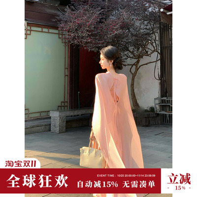 Sun雅乔【春山如黛】夏季新款高级感炒色提花人丝吊带连衣裙