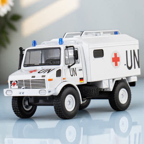 新品麦思迪1:64 乌尼莫克U1300L维和行动救援房车合金玩具车模型