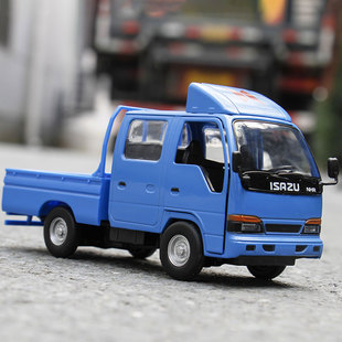 1:32厢式货车合金汽车模型双排运输车五十铃金属车模声光回力玩具