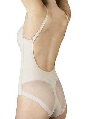 75-85大C法sele光面薄绵文胸U型大露背内搭修型连体衣三角内裤